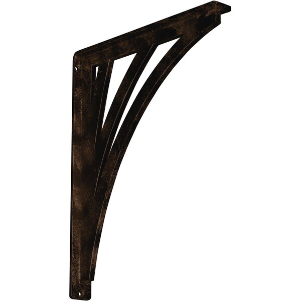 Ekena Millwork Nevio Wrought Iron Bracket, (Single center brace), Antiqued Bronze 1 1/2"W x 12"D x 15"H BKTM01X12X15SNEABZ - main